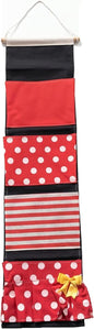 Fish Extender Door Hanger for Cruise Cabin, 4 Pocket Hanging Organizer for Fish Exchange Gifts, Storage Bag, (Black/red)