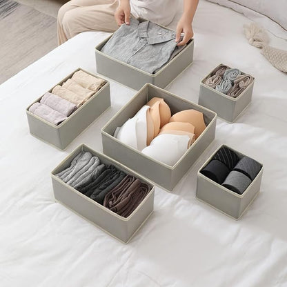 Fordonral 12 Pack Drawer Organizer Clothes, Foldable Fabric Dresser Organizer Closet Organizers and Storage Box for Underwear,Folded Clothes,Baby Clothing,Socks,Bra,Towels,Ties(12 Pack,Gray)