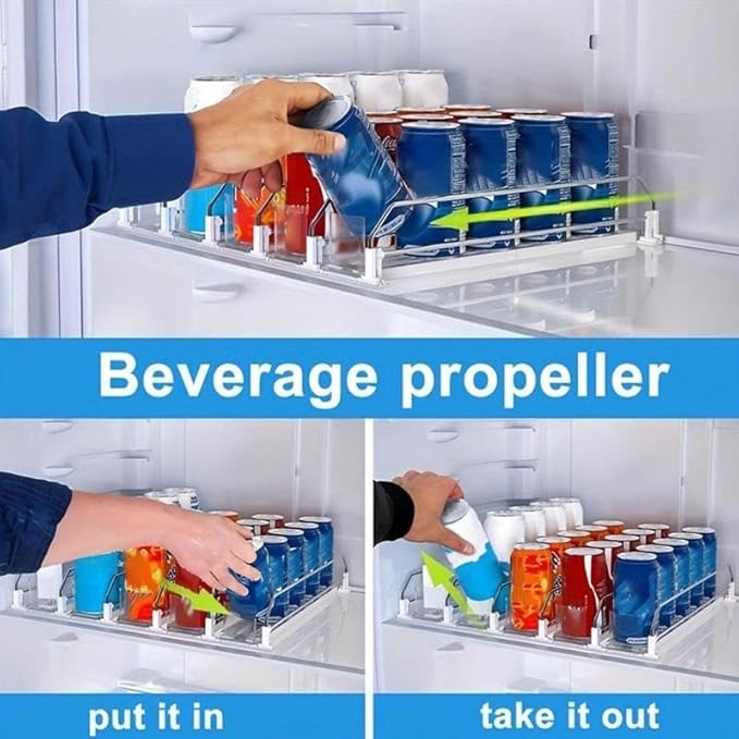 Can Dispenser, 1 Set/3 Counts Can Dispenser with Positioning Buckle, Soda Can Organizer, Drink Organizer for Fridge, Freezer Safe Kitchen Gadgets,Kitchen Storage Rack (1 Set-31cm/12.2in*25cm/9.84in)