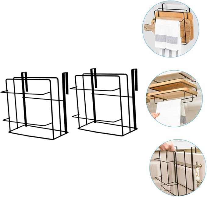 PRETYZOOM Door Organizer Rack Set 2Pcs Cabinet Door Storage Solution Iron Towel and Cutting Board Holder Space-Saving Kitchen Organizer for Small Spaces