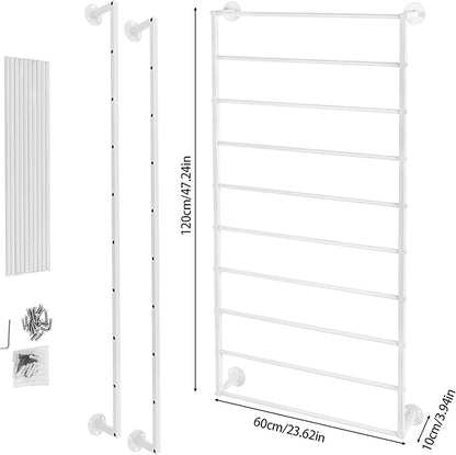 10-Layer Wall Mounted Display Rack, Tie & Scarf Rack Belt Towel Holder Wrapping Paper Ribbon Organizer Scarves Belts Necktie Hijab Stand Metal Shelving for Home, Retail Stores, Flower Shop