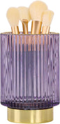 Glass Makeup Brush Holder, Purple Makeup Brush Holder for Vanity, Toothbrush Holders for Bathrooms, Desktop Makeup Organizer for Cosmetic, Brushes, Pen, Pencil