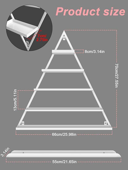10PCS Metal Wall-mounted Nail Polish Storage Racks, Lorvain 5 Tiers White Triangular Display Rack Cosmetic Display Case Lipstick Perfume Wall Shelf Essential Oil Organizer for Home Spa Nail Salon Shop