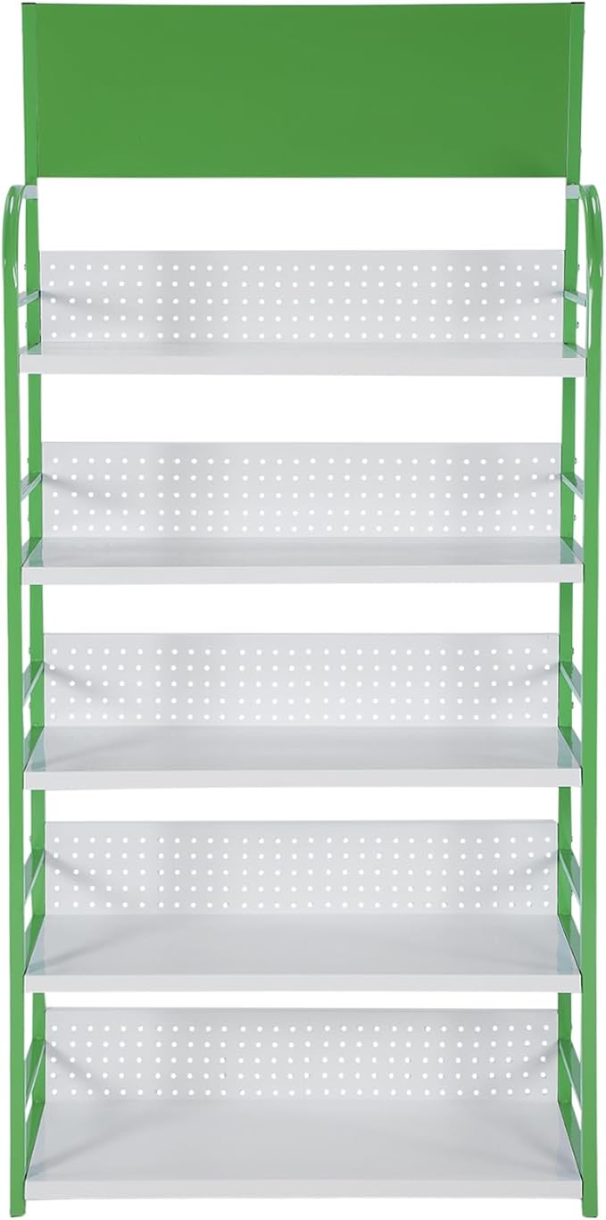 5 Tier Supermarket Large Sample Display Shelf with Signboard Metal Retail Candy Display Rack for Kitchen Office and Convenience Store