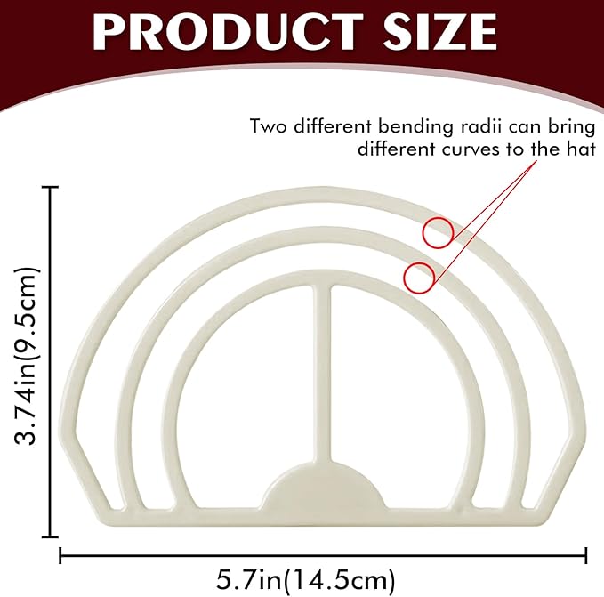 Cap Brim Bender 4PCS Baseball Hat Curving, Hat Shaper for Fitted Hats, Trucker Cap, Flat Brim, Perfect Curve Bender,Accessories for Women and Men (White)