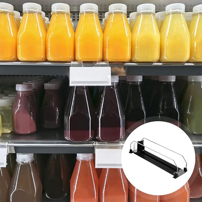 2Pcs Drink Organizer for Fridge, Soda Can Dispenser with Automatic Pusher Glide, Refrigerator Bottle Organizer Beverage Storage Holder for Refrigerator Pantry Vending Machine (3-4 Can)