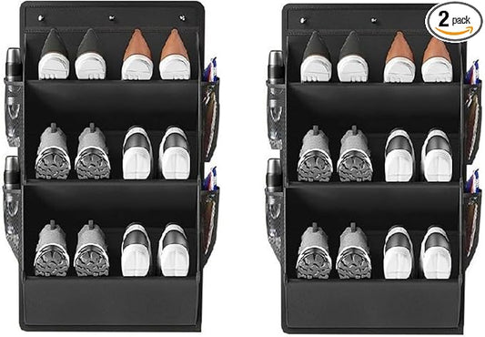 Hanging Shoe Storage Organizer for Motorhome, RV Door Organizer with 3 Compartments,Camper Van Accessories For Motorhome Shoes Storage,Motorhome Essentials,caravan storage solutions (2, 3 tier black)
