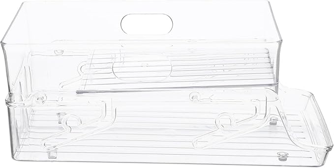 PRETYZOOM Double Layer Lift Drink Rack Refrigerator Organizer Can Holder for Fridge