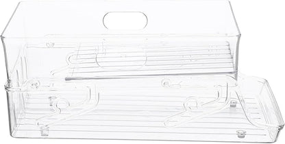 PRETYZOOM Double Layer Lift Drink Rack Refrigerator Organizer Can Holder for Fridge