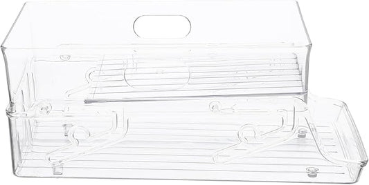 PRETYZOOM Double Layer Lift Drink Rack Refrigerator Organizer Can Holder for Fridge