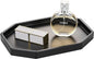 Emibele Vanity Tray - Resin Bathroom Jewelry Ring Dish, Small Octagon Perfume Tray for Dresser Countertop, Candle Decorative Tray, Toilet Tank Kitchen Sink, Marble Home Decor, Matte Black