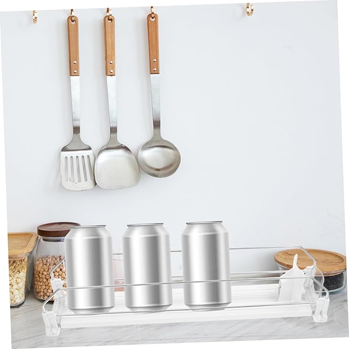 SHOWERORO Push Drink Dispenser Organizer Sliding Beverage Storage for Fridge Holds Cans and Bottles and Materials for Supermarkets and Home Use