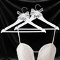 Bride Hanger for Wedding Dress Wooden Pearl Hangers with Pearl Ribbon Bow Elegant Bridal Mrs Wedding Dress Hanger, 2PCS Personalized Wedding Hangers (White)