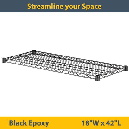 18" x 42" Black Wire Shelf 2-Pack | NSF Commercial Heavy Duty Storage Rack Add-On Shelving