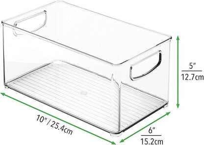 mDesign Plastic Storage Organizer Wide Container Bin with Handles for Bathroom, Home Organization - Holds Vitamins, Supplements, Makeup, Styling Tools - Ligne Collection - Clear