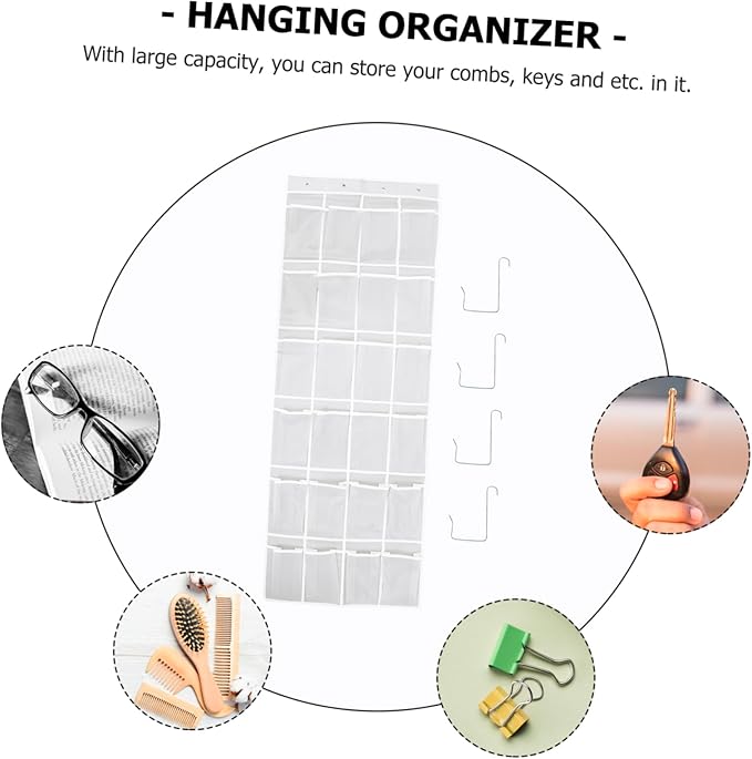Happyyami 24-Pocket Over-the-Door Hanging Storage Bag Waterproof Fabric Organizer for Shoes Keys and Small Items for Home Bedroom and Bathroom Use