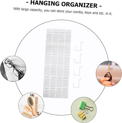 Happyyami 24-Pocket Over-the-Door Hanging Storage Bag Waterproof Fabric Organizer for Shoes Keys and Small Items for Home Bedroom and Bathroom Use