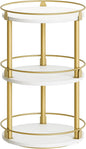 Yatiney 3-Tier Lazy Susan, Rotating Spice Rack, Spinning Organizer, Industrial Turntable Spice Rack for Cabinet, Kitchen Countertop, Pantry, White and Gold SR23DW