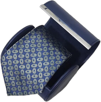 YY YEARCHY Men's Necktie Travel Case, Tie Anti-Wrinkle Organizer Box - Formal Cylinder Shape (Blue)