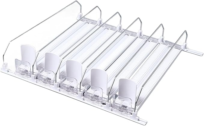 Zyyini Drink Organizer for Fridge, 38cm Fridge Drink Dispenser, Adjustable Refrigerator Self Pushing Soda Can Dispenser, Each Slot Holds up to 6 Cans (5PCS)