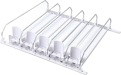 Zyyini Drink Organizer for Fridge, 38cm Fridge Drink Dispenser, Adjustable Refrigerator Self Pushing Soda Can Dispenser, Each Slot Holds up to 6 Cans (5PCS)
