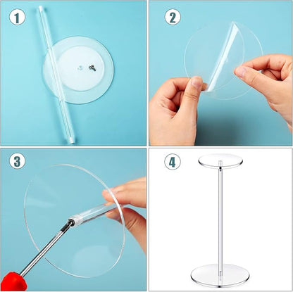 Chunful 4 Sets Acrylic Hat Stand Holder Wig Display Rack Clear Pedestal Stand Baseball Hat Rack Round Acrylic Risers for Tabletop Display Watch Jewelry(16 Inch)