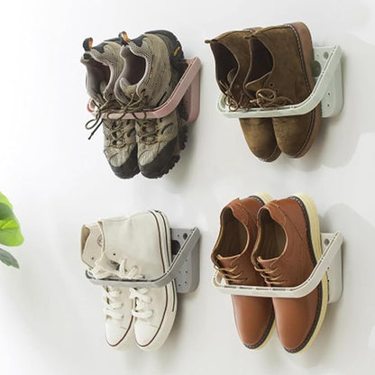 Wall Mounted Shoe Rack Wall Mounted Shoe Rack 4 Pcs Foldable Hanging Wall Shoes Rack without Drilling Space-saving Shoes Organizer Holder Hanger for Front Door