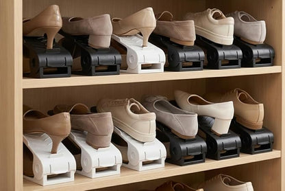 -12 p.c Adjustable Height Plastic Shoe Organizer (Black)