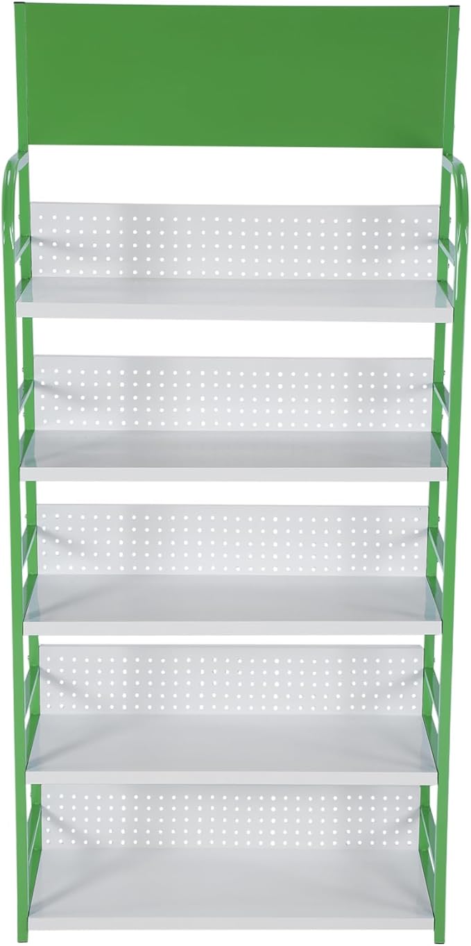 5 Tier Supermarket Large Sample Display Shelf with Signboard Metal Retail Candy Display Rack for Kitchen Office and Convenience Store