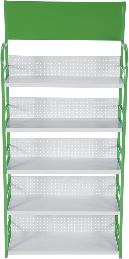 5 Tier Soda Can Organizer with Signboard Floor Standing Snack Candy Rack Display for Kitchen Office and Convenience Store
