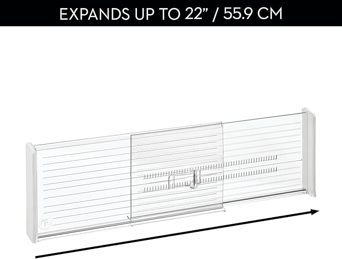 iDesign Expandable Deep Drawer Dividers for Kitchen, Dresser, or Desk Drawers - Set of 8 - Clear