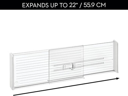 iDesign Expandable Deep Drawer Dividers for Kitchen, Dresser, or Desk Drawers - Set of 8 - Clear