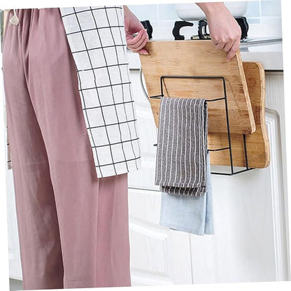 Happyyami 2Pcs Over Cabinet Door Organizer Set Inside Cabinet Storage Rack Towel Bar Iron Material Space-Saving Design for Kitchen and Pantry