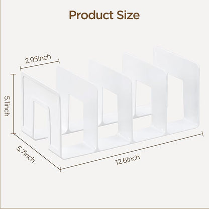 HBlife White Acrylic Kids Shoe Rack for Closet Organizers and Storage, Small Shoe Rack 4 Sections Toddler Baby Shoe Storage Organizer Stackable Shoe Shelf,Desk File Sorter Book Purse Organizer(2 Pack)