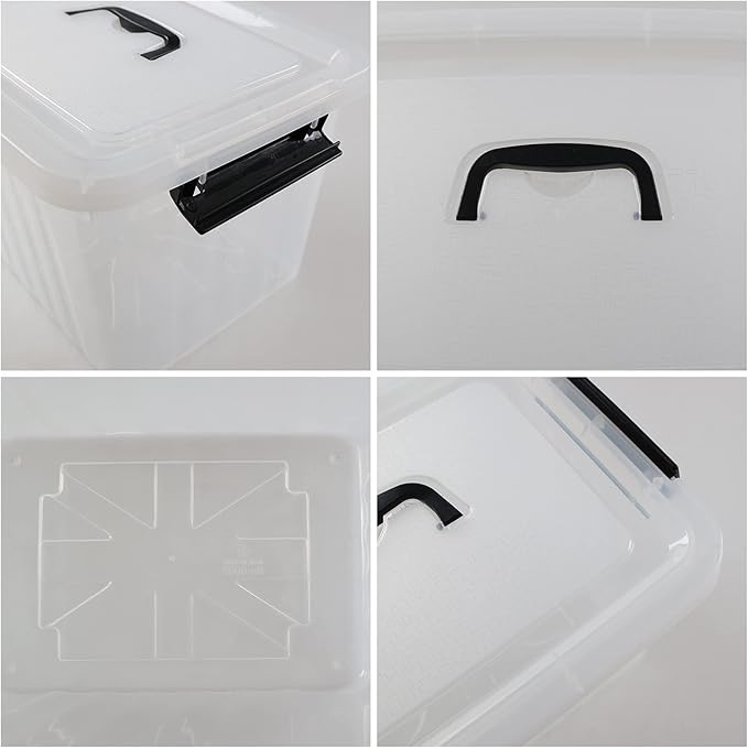 Plastic Storage Bins with Lids, 2 Packs Clear Tote Boxes, 7 Quart & 12 Quart