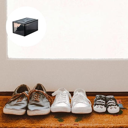 BESPORTBLE Stackable Sneaker Shoes Box with Lid, Compact Dark Drawer-style Shoe Organizer for Home Storage and Display