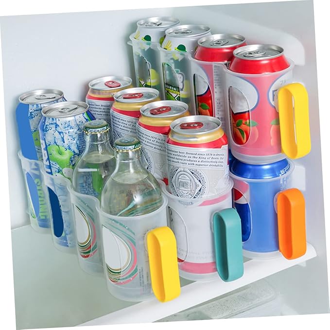 Zerodeko 3Pcs Refrigerator Beverage Holder Multi Function Can Organizer for Soda Beer and Drinks Space Saving Storage Rack for Kitchen Bar and Cafe