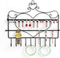 Wall Hanging Jewelry Organizer Holder, 28 Hooks Wall Mounted Storage Shelf, Heart Shape Earrings Necklace Display, Bracelet Key Chain Bangle Metal Hanger Rack – Gift for Ladies Women (Black)