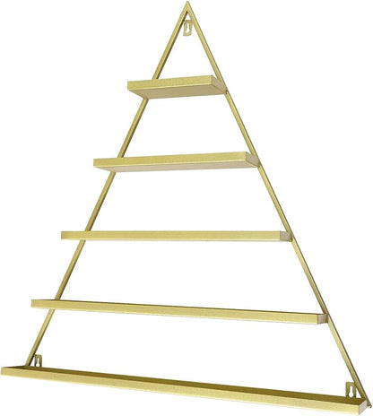 Metal Nail Polish Rack for Nail Salon, 5 Tiers Nail Polish Rack, 10PCS Triangular Perfume Holder, Lipstick Perfume Wall Shelf for Spa Nail Salon Shop Home (Gold)