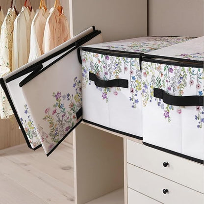 Stackable Clothes Storage Bins with Lids,Closet Organizers Fabric Cat Printing Box for Home and Office,Blanket Clothes Organizers,Under Bed Storage Containers 3 Pack.