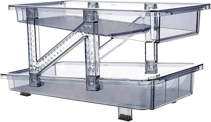 Double Tier Soda Can Dispenser for Refrigerator Stackable Drink Organizer Auto-positioning Pop Can Holder Fridge Can Storage Rack Blue Single Pack