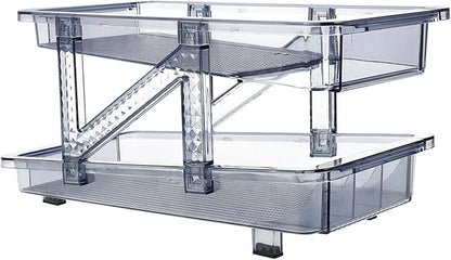 Double Tier Soda Can Dispenser for Refrigerator Stackable Drink Organizer Auto-positioning Pop Can Holder Fridge Can Storage Rack Blue Single Pack
