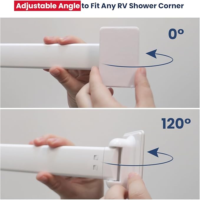 Safoner Adjustable RV Shower Corner Storage Bar- Durable Aluminum RV Corner Caddy for Shower Organization- Perfect for Travel Trailer, Camper Inside Storage and Organization- 2 Packs
