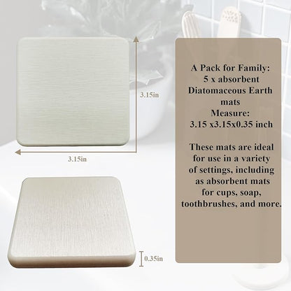 Mucco Water Absorbing Stone Tray for Sink, Premium Diatomaceous Earth Soap Holder Dish，Water Absorbent Diatomite Coasters, Fast Drying Stone Sink Tray for Hand soap & Cups & Drinks Bottles