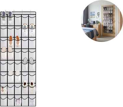 Over the Door Shoe Organizer for Bedroom Door with Multiple Pockets - Hanging Shoe Storage Bag Caddy