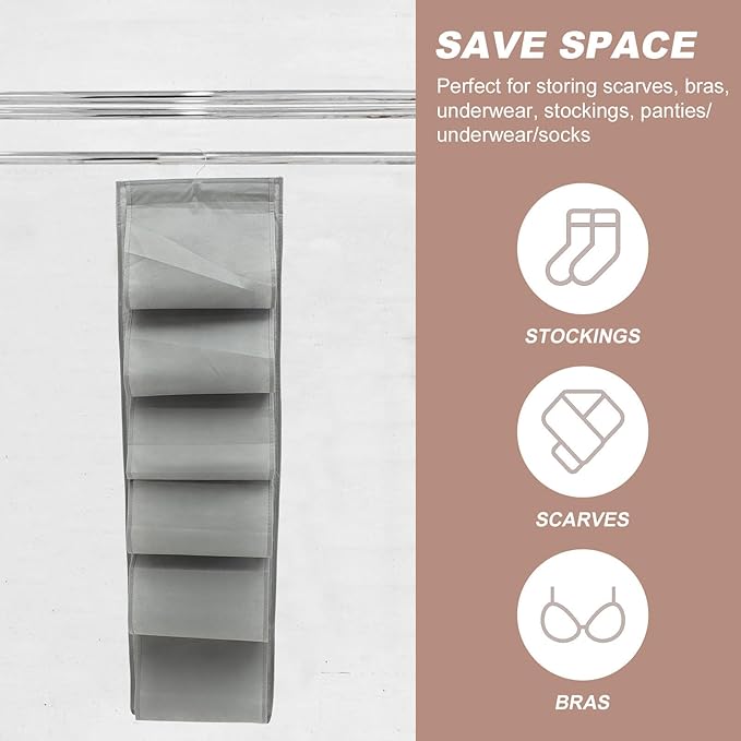 OSALADI Compartment Over The Door Hanging Shoe Storage Bag with Wardrobe Organizer for Socks Underwear Clothes Non-woven Hanging Storage for Bedroom Dormitory Wall Gray