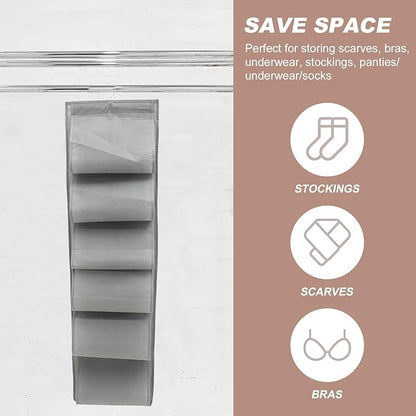 OSALADI Compartment Over The Door Hanging Shoe Storage Bag with Wardrobe Organizer for Socks Underwear Clothes Non-woven Hanging Storage for Bedroom Dormitory Wall Gray