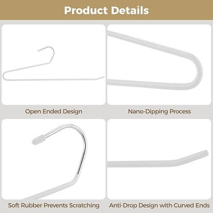 35 Pcs Pants Hangers Non Slip, Space Saving Open Ended Metal Pant Hangers, Jean Hangers for Men and Women, Closet Storage Organizer for Clothes Leggings Slacks Trouser Ties, White