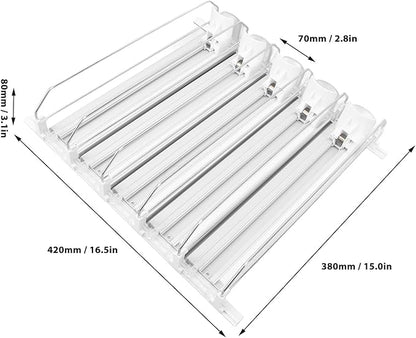 5pcs Soda Can Organizer for Fridge, Automatic Can Holder Dispenser, ABS Fridge Can Holder, Self Pushing Drink Organizer, Beverage Containers for Refrigerator Kitchen(White)