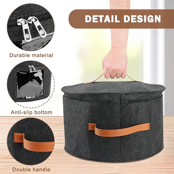 Kakalote Hat Box,Hat Storage Box,Stackable Round Brim Hats Organizer Bag Container,Large Capacity Storage Box for Stuffed Animal Toy Storage,FoldableTravel Cap Boxes